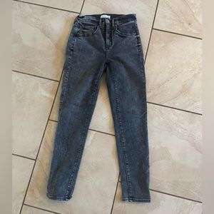LOFT Black Acid Wash Dark Denim Skinny Jeans